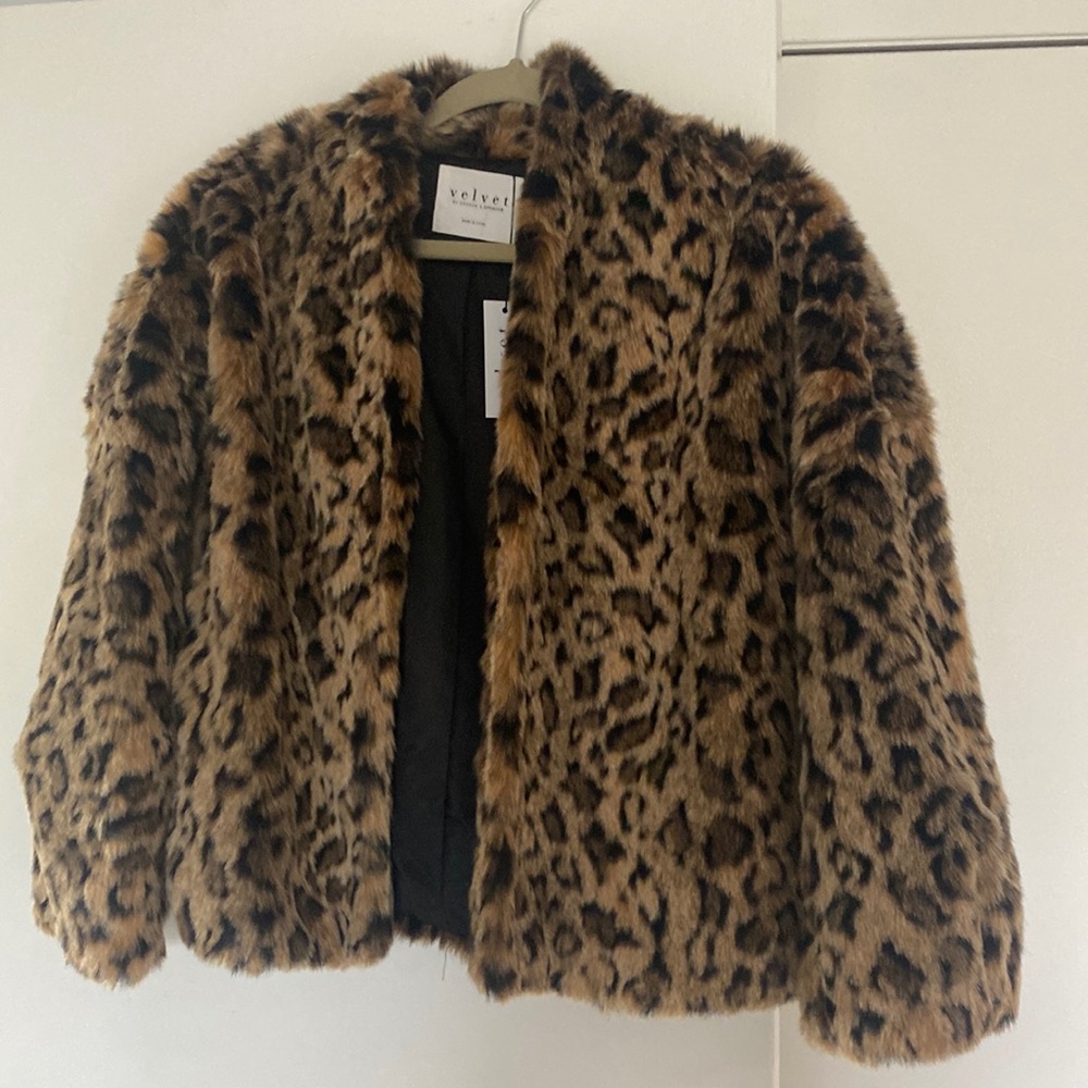 Velvet by Graham and Spenser leopard fur jacket